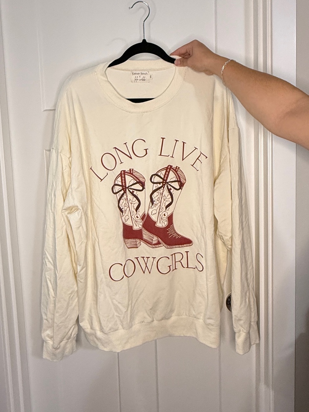 Forever French x LoLo Webb Long Live Cowgirls Cream Graphic Sweatshirt